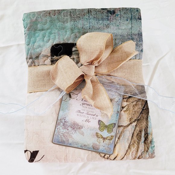 Christine Adolph New Amazing Grace Quilted Throw Blanket 50"X60" Butterflies - Picture 1 of 13